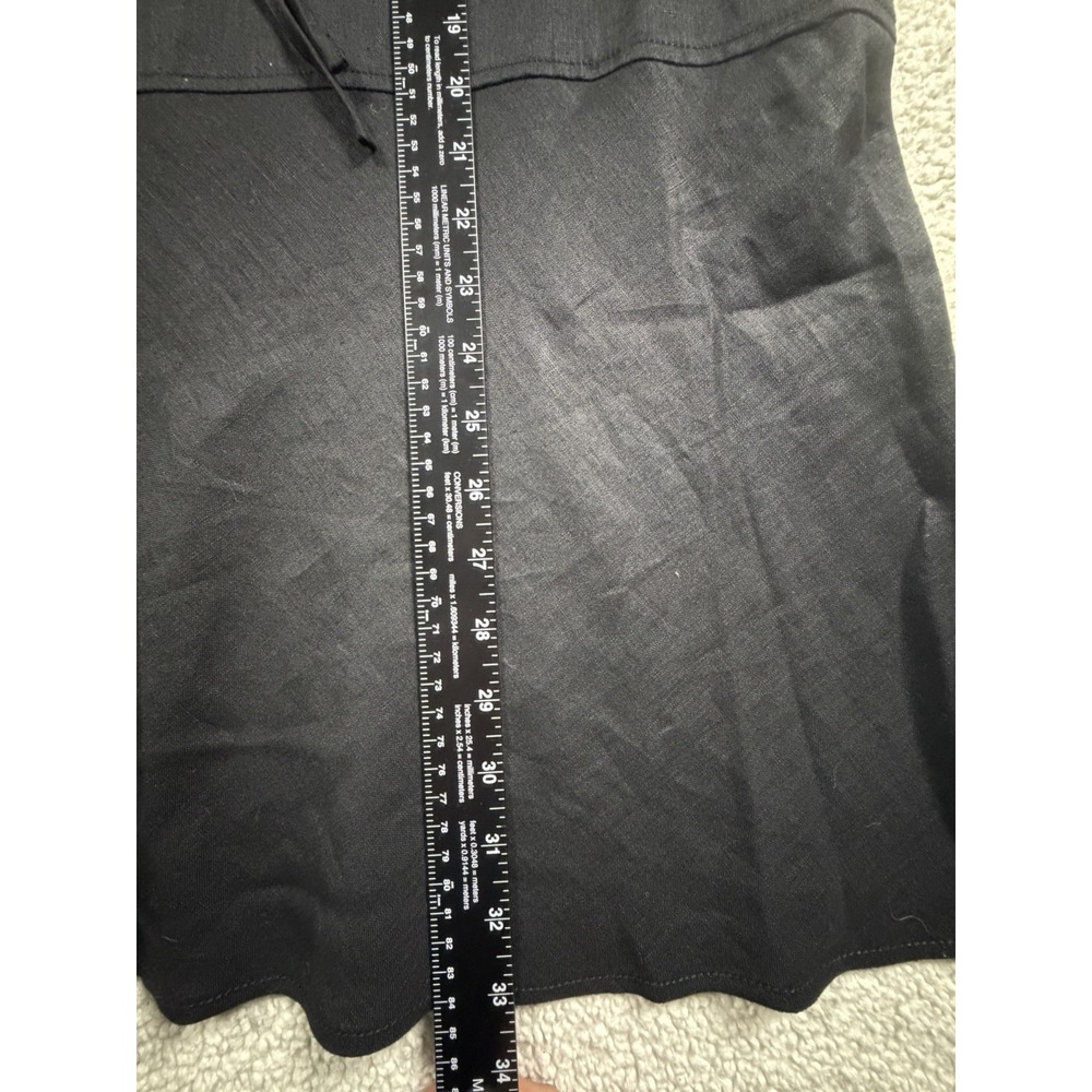Womens Black Linen Maxi Skirt Drawstring Waist Flounce Hem Boho Unbranded - Picture 4 of 8
